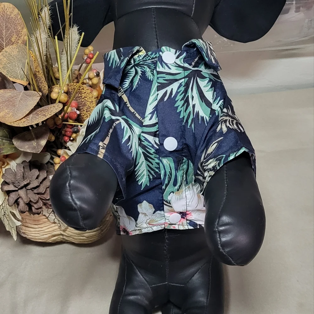 Pet NWOT Blue Floral Print Lightweight Hawaiian Style Shirt Size Medium Dog/Cat